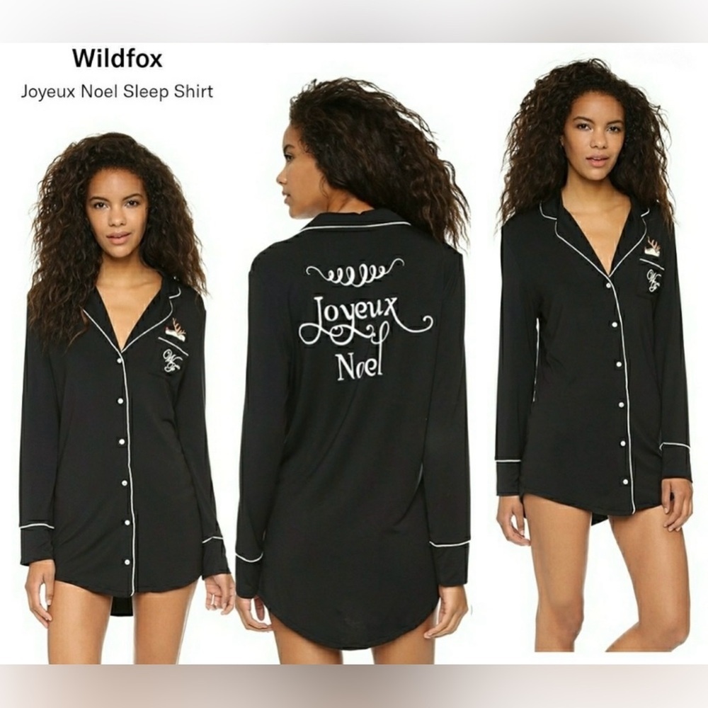 NWT wildfox couture Joyeux Noel Sleep Shirt black S or M